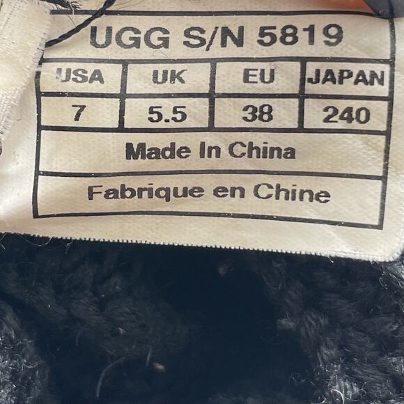 UGG Australia Black Classic Cardy Knit Tall Sweater Boots 5819 Womens Size 7 - Picture 8 of 10